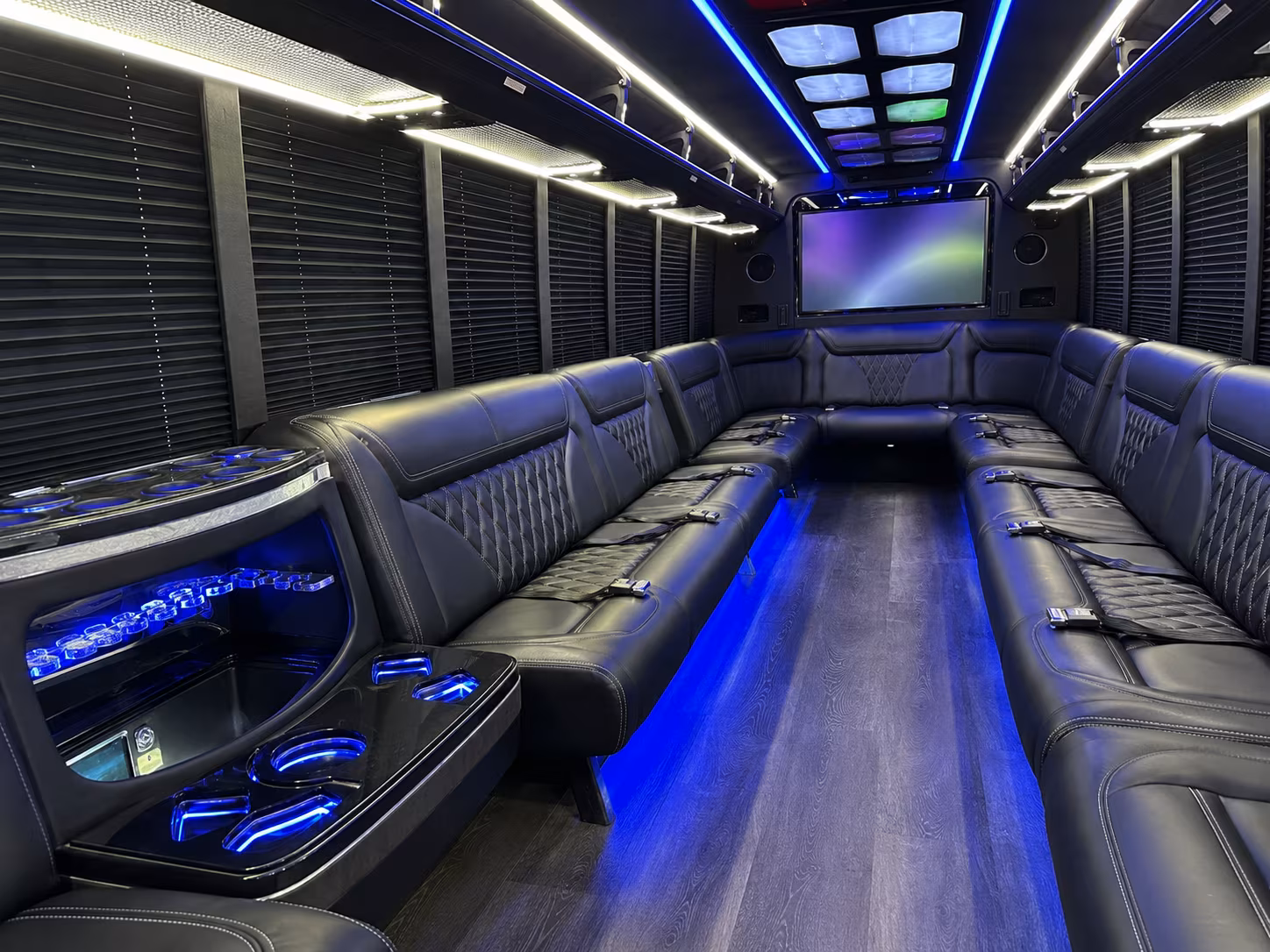 santa maria 20 passenger party bus inside