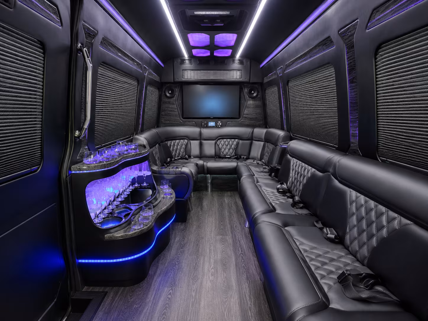 santa maria 50 passenger party bus interior